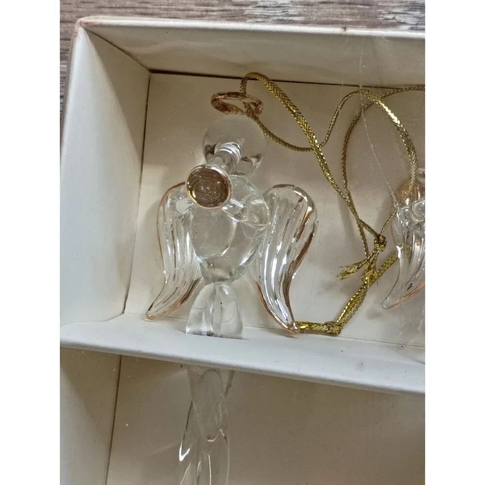 Pier 1 Blown Glass Icicle Angel Ornaments Lot Of 6 Music Christmas